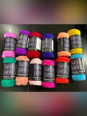 Hanky Panky Assorted Vibrant Lace Thongs -fit size 4-14… 12 Original thongs